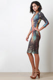 Multicolor Abstract Bodycon Midi Dress