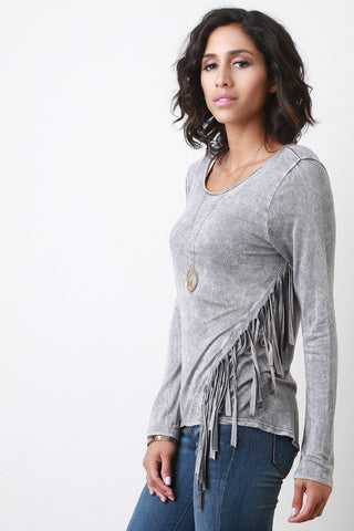 Western Flair Fringe Long Sleeve Top