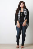 Plus Size Plaid Trim Dolman Cardigan