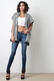 Mixed Houndstooth Tassel Cardigan