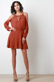 Cold-Shoulder Long Sleeve Dress