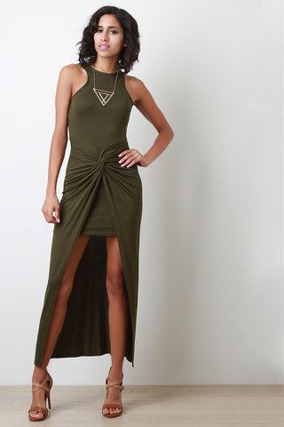 Goddess Knotted Drape Maxi Dress