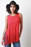 Suede Asymetrical Fringe Top