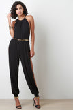 Side Slit Harem Belted Jumpsuit