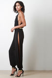 Side Slit Harem Belted Jumpsuit