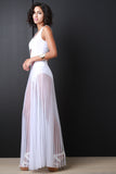 Accordion Pleat Tulle Maxi Skirt