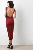 Suede Open Back Midi Dress