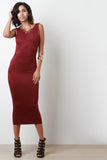 Suede Open Back Midi Dress