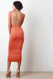 Suede Open Back Midi Dress