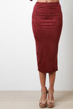 Suede Pencil Midi Skirt