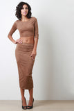 Suede Pencil Midi Skirt