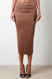 Suede Pencil Midi Skirt