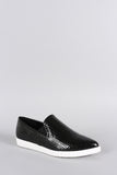 Snake Embossed Pointy Toe Slip On Loafer Flat