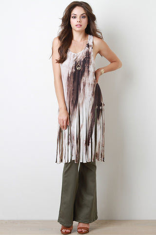 Tie Dye Sleeveless Fringe Top