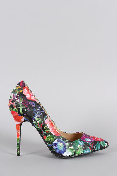 Liliana Multicolor Floral Pointy Toe Stiletto Pump