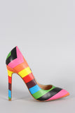 Liliana Rainbow Chevron Pointy Toe Stiletto Pump