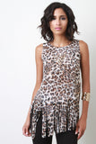 Leopard Asymetrical Fringe Top