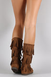 Soda Tiers of Fringe Mocassin Flat Boot