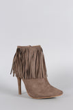 Suede Fringe Pointy Toe Stiletto Booties