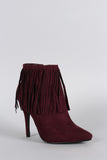 Suede Fringe Pointy Toe Stiletto Booties