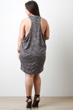 Plus Size Side Cutout Marled Knit Dress