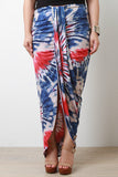 Plus Size Patriotic Tie Dye Drape Maxi Skirt