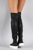 Cap Toe Flat Thigh High Boot