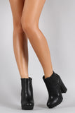 Bamboo Slit Gores Platform Chunky Heel Lug Sole Ankle Boots