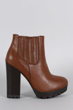 Bamboo Slit Gores Platform Chunky Heel Lug Sole Ankle Boots