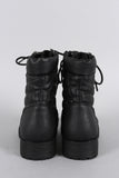 Bamboo Quilted Lace Up Combat Ankle Boots