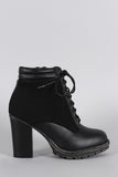 Bamboo Wool Sides Lace Up Lug Sole Ankle Boots