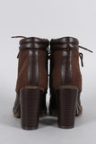 Bamboo Wool Sides Lace Up Lug Sole Ankle Boots