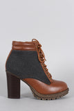 Bamboo Wool Sides Lace Up Lug Sole Ankle Boots