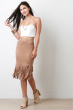 Bohemian Fringe Suede Midi Skirt