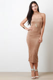 Suede Bodycon Tube Midi Dress