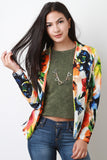 Watercolor Floral Open Front Blazer