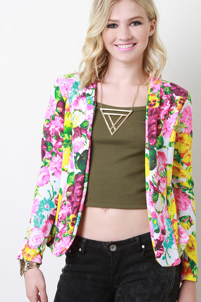 Garden Floral Open Front Blazer