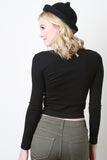 Scooped Neck Ribbed Long Sleeve Top