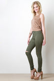 Knee Slit Skinny Pants