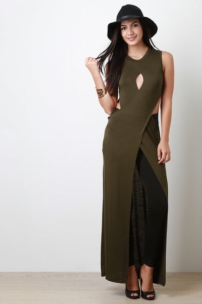 Sleeveless Split Drape Maxi Top