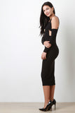 Night Out Arm Sleeves Plunging Midi Dress