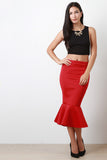 Scuba Peplum Mermaid Midi Skirt