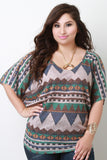 Plus Size Tribal Knit Dolman Top