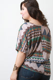 Plus Size Tribal Knit Dolman Top