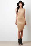 Suede Scooped Sides Midi Dress