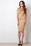 High Neckline Vegan Suede Dress