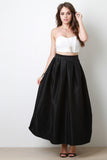 Taffeta Pleated Maxi Skirt