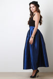 Taffeta Pleated Maxi Skirt