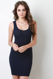 Rib Knit Hooded Scoop Neck Sleeveless Dress