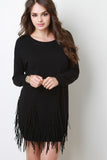 Suede Fringe Sweater Dress